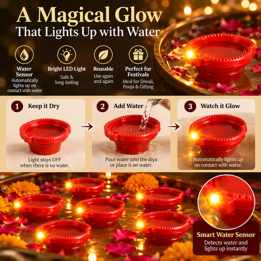 Magic Glow Water Sensor Diya – Pack of 6